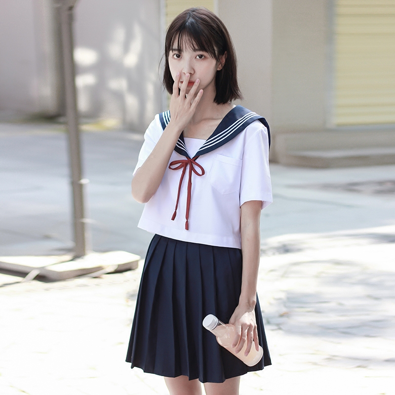 日本款绀色校服班服女学生军风服海水手基础正统学生校服