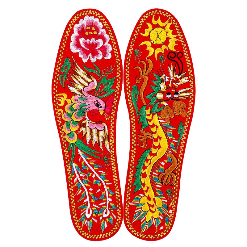 结婚鞋垫十字绣大红红色婚庆纯棉棉布手工刺绣鞋垫