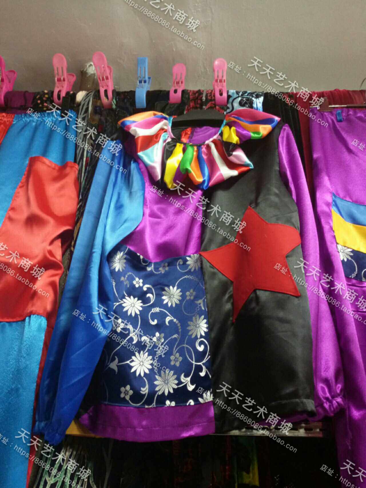 小丑天天艺术紫黑高跷演出服男女女款颜色花色服饰