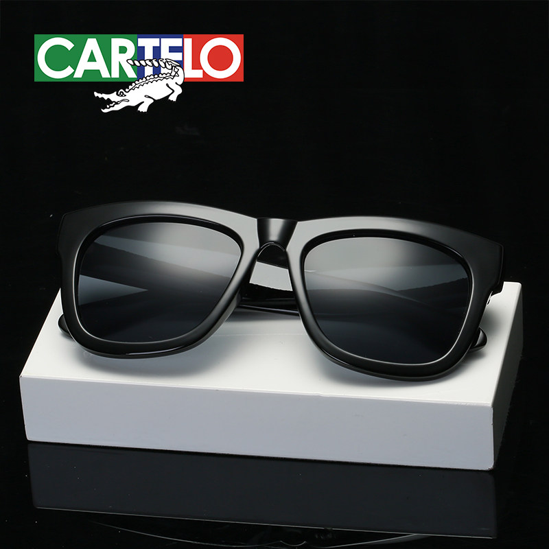 卡帝乐鳄鱼cartelo男士太阳镜大框黑框墨镜经典百搭方框太阳眼镜