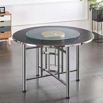 Thickened Home Hotel Table Steel Side Large Round Table Round Table Top Fold Table Shelf Glass Turntable Table Canteen Dining Table Dining Table