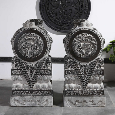 石雕门墩抱鼓石青石貔貅狮子小象仿古古门别墅石雕