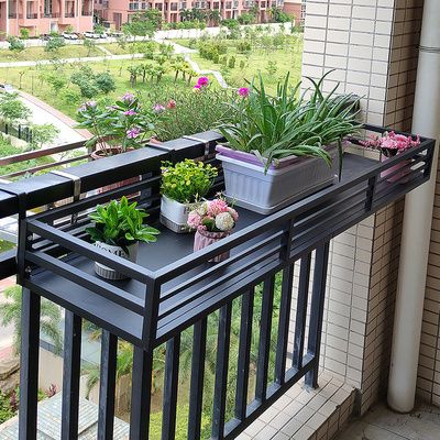 晶牛不锈钢阳台花架栏杆挂式花盆盆架护栏绿萝花架