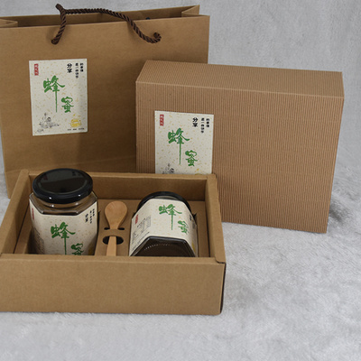 现货蜂蜜包装盒礼品盒子野生蜜包装纸箱纸盒手提礼盒袋五色可定制