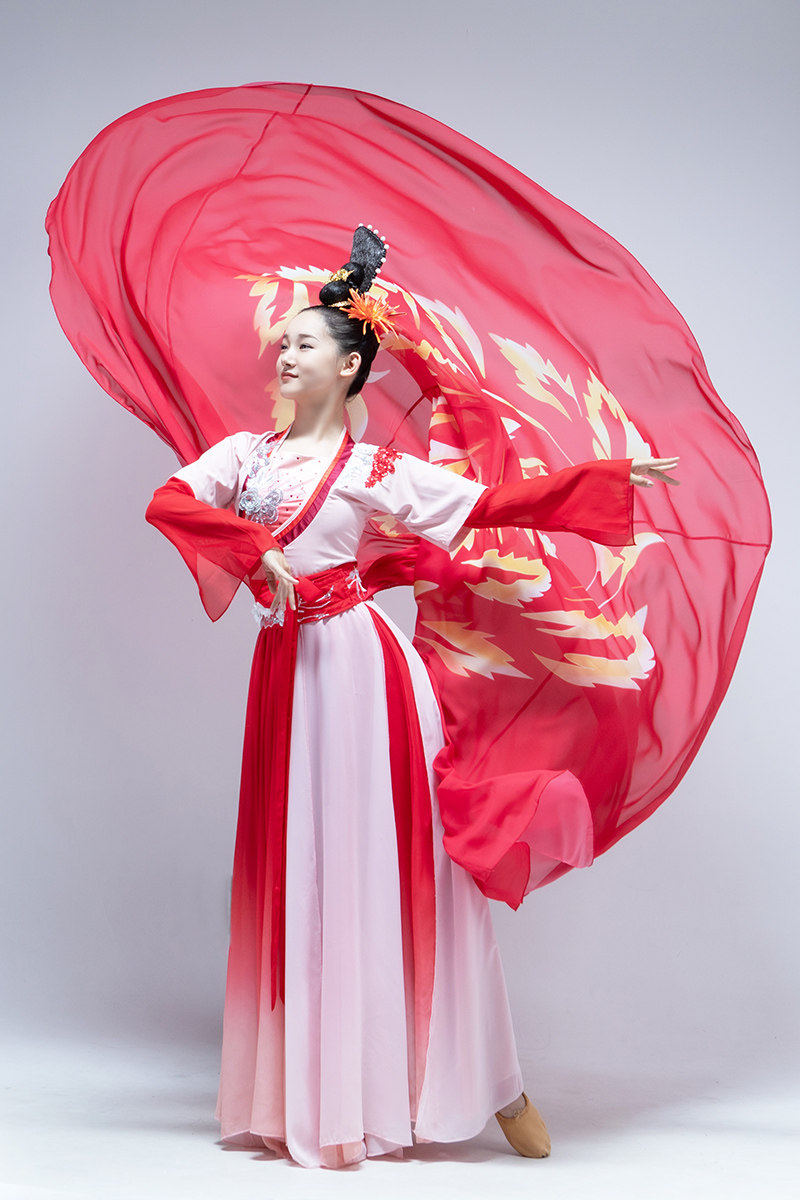 裁缝古典演出服红艳凝香舞台服装桃李杯大裙摆民族服装