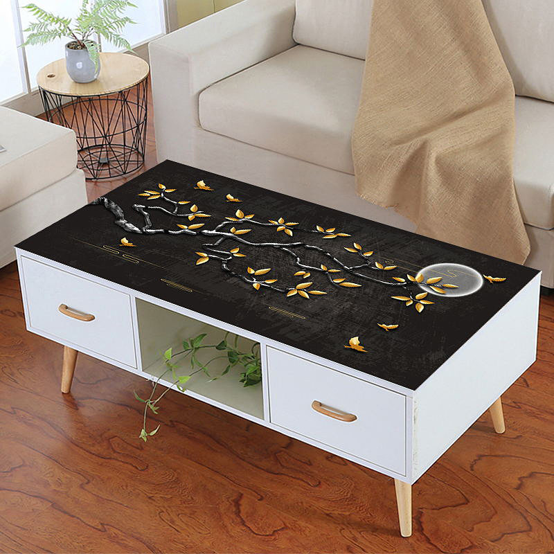 茶几垫书桌写字台桌布pvc加厚茶几餐桌布中式彩印免洗脚垫软玻璃