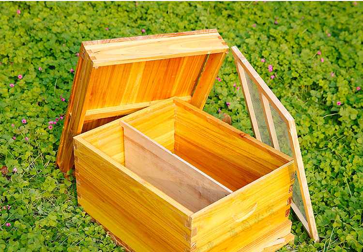 蜜蜂蜂箱中蜂蜂箱标准十框烘干杉木煮蜡蜂箱平箱全套养蜂工具包邮