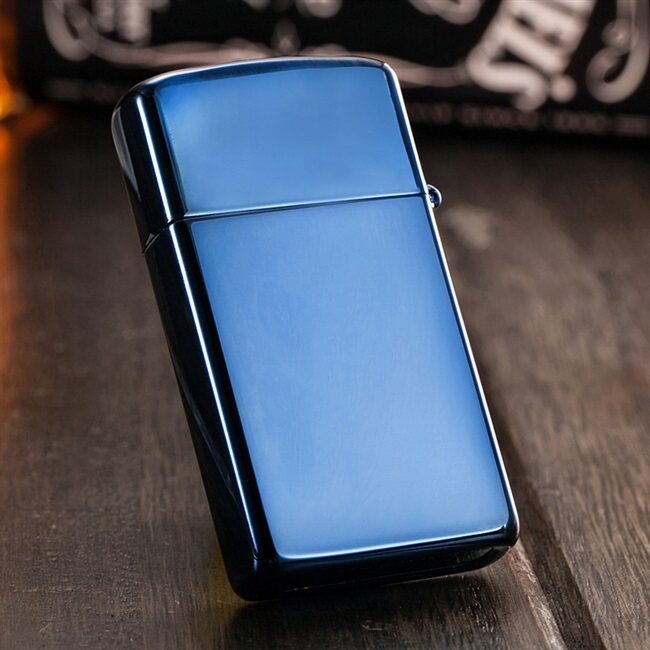 打火机zippo正品美国原装窄机纤巧蓝冰标志20494zlzippo