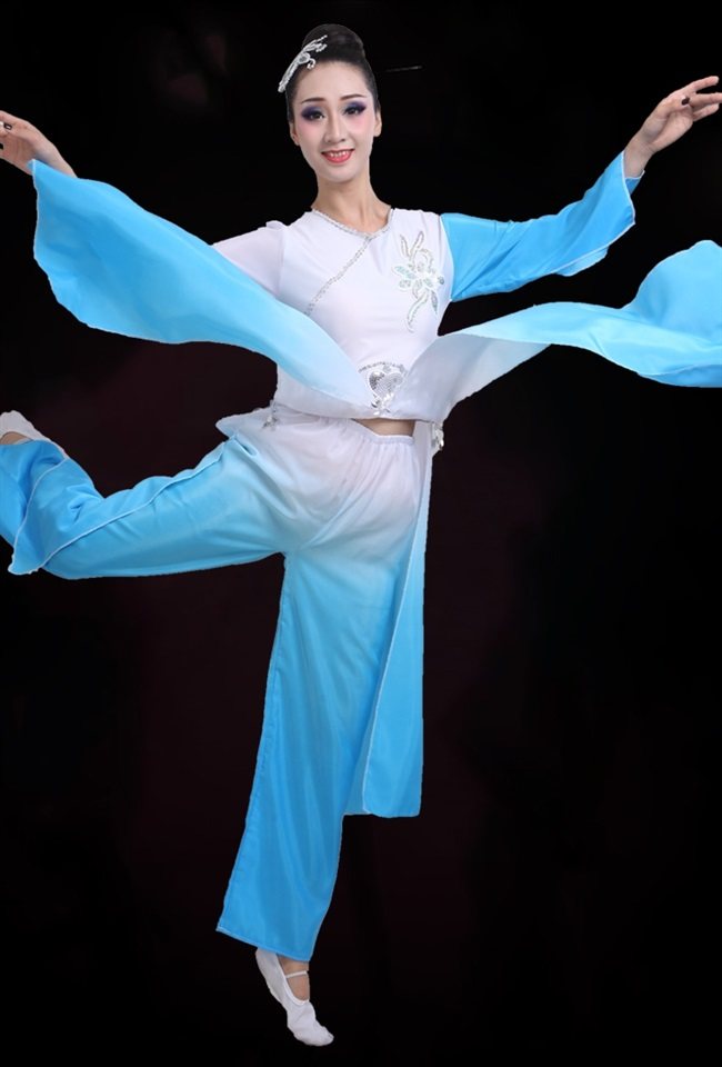 服装正品新款水袖水墨墨色古典舞蹈演出演出服民族服装