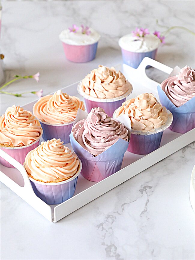 耐高温甜品家用渐变变色马芬杯蛋糕纸杯杯子烤箱烘焙用纸