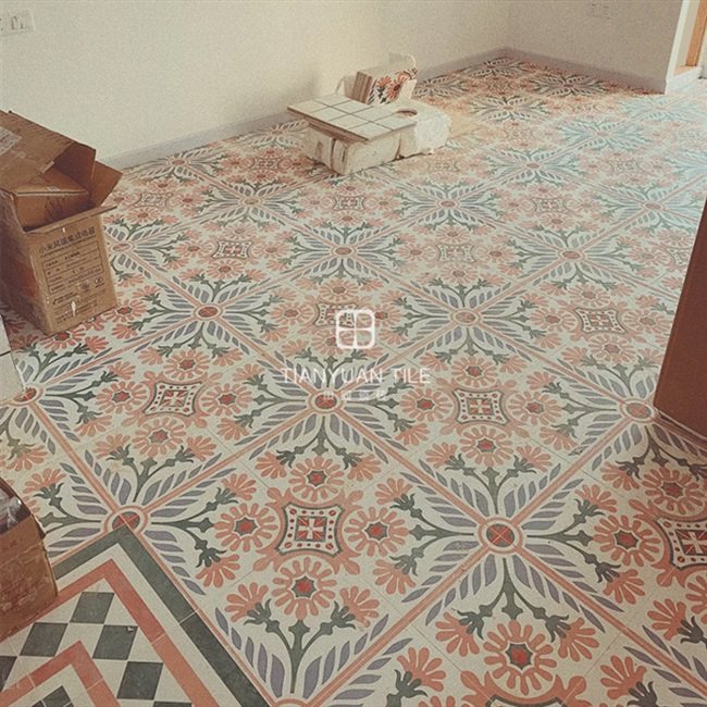 花色烂漫田园瓷砖新款彩色彩色花花朵花砖厨房仿古砖包括文化石
