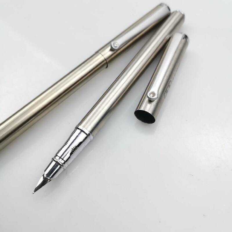 全钢早期老款钢笔笔杆笔帽带钻抽拉吸墨钢笔