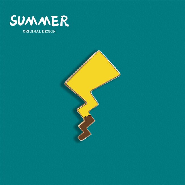 可爱卡通尾巴皮卡丘闪电日系胸针情侣个性别针胸针