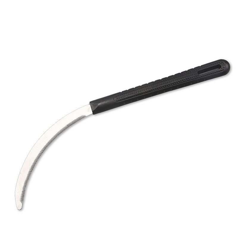 户外镰刀水稻黑色实心锯齿短柄小禾刀割割草镰刀