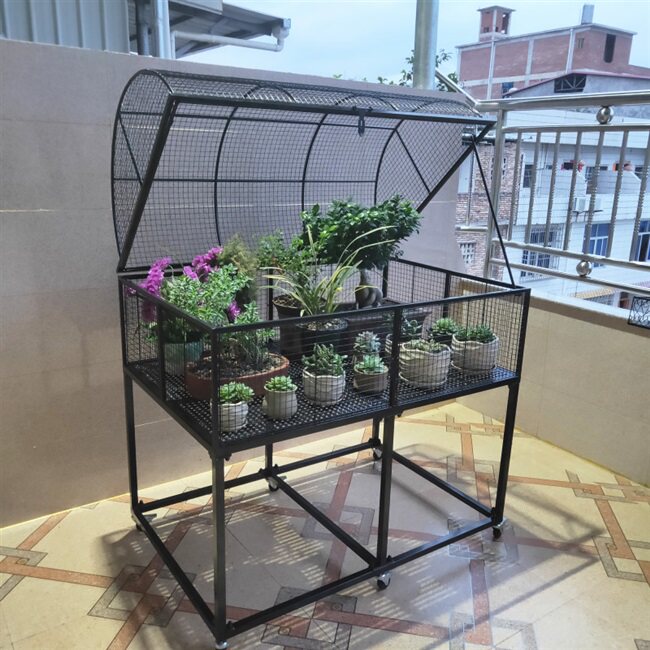 多肉阳台露养架铁艺防盗大容量移动带轮室外庭院花架