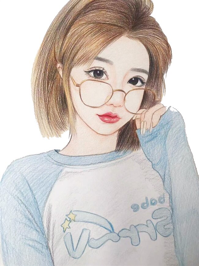 素描手绘画像彩铅画定制人物画代画头像肖像自画像手绘真人漫画