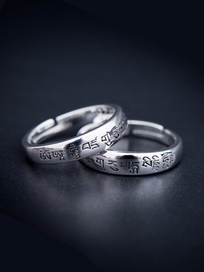 金刚萨埵心咒百字明莲花生大士戒指男士开口戒指