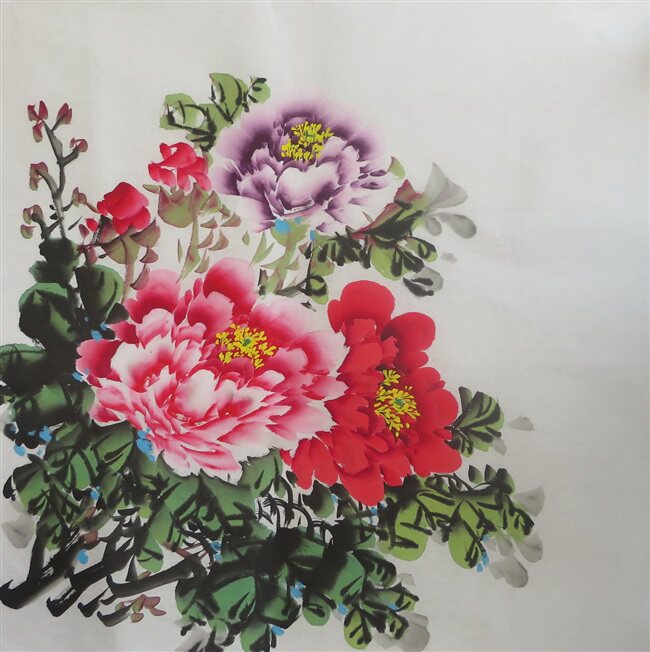 客厅装饰国画花鸟画手绘四尺斗方牡丹花开富贵mn904110120国画