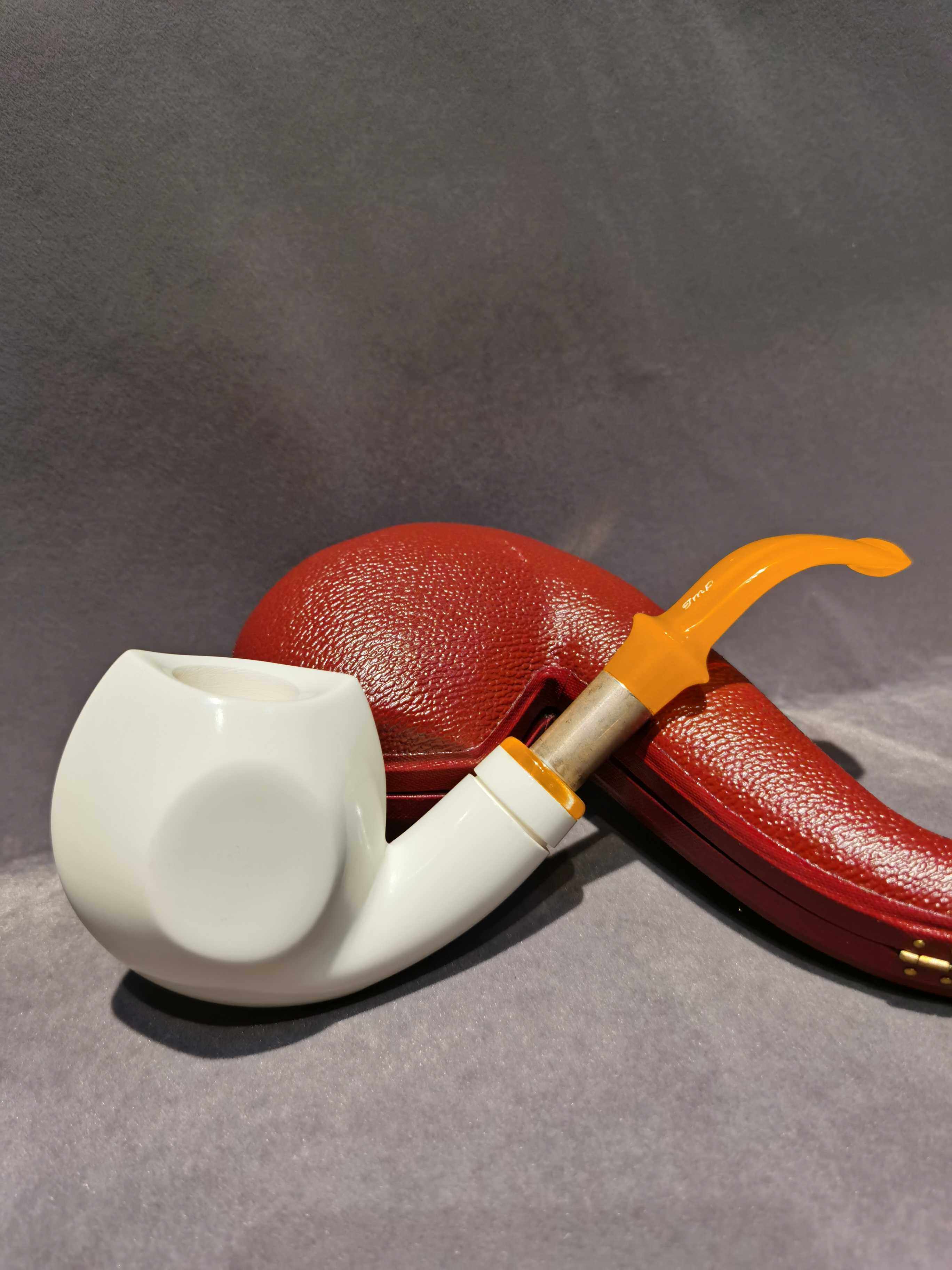 海泡石美国imp手工烟斗素面光面双面河豚百分百烟斗