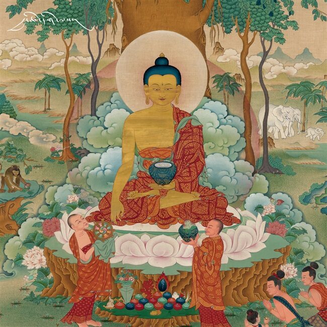 藏传释迦牟尼佛像唐卡挂画西藏密宗客厅藏族供奉现代装饰画