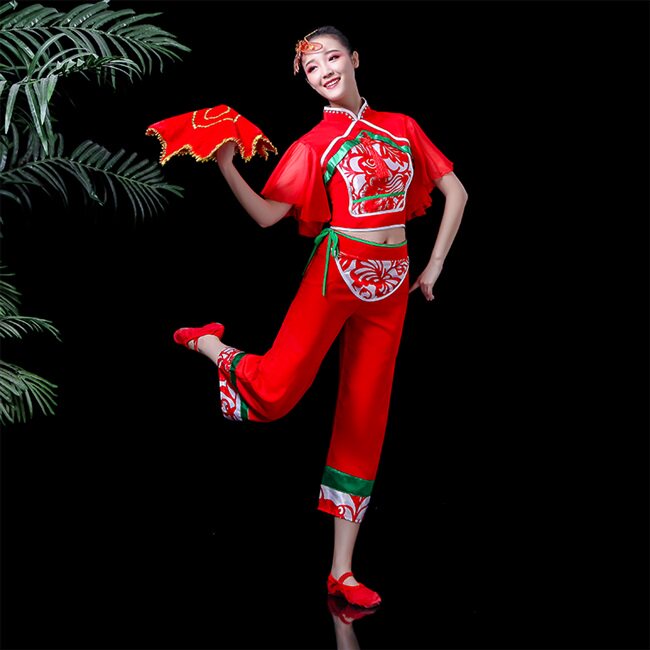 正品秧歌演出服2021新款民族风东北二人转舞蹈服装民族服装