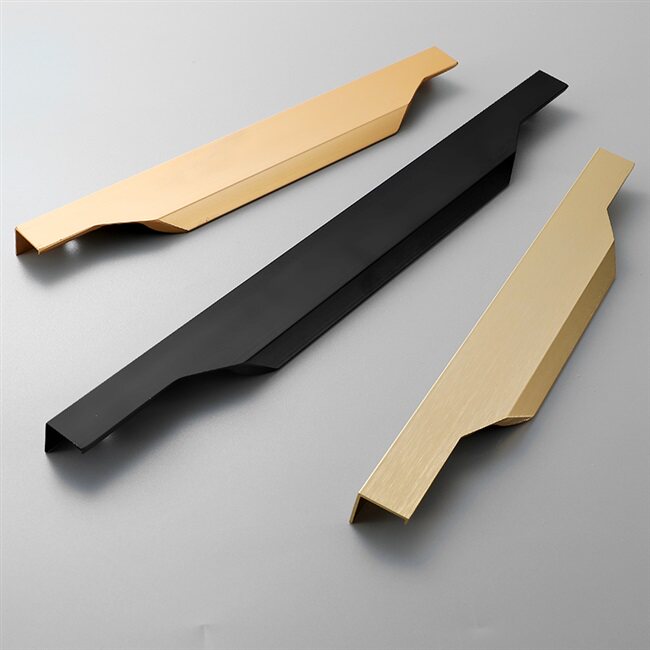 加长柜门拇指打孔隐藏轻奢金色抽屉长大橱柜小拉手