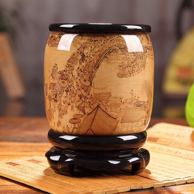 家里摆件装饰装饰品办公桌笔筒复古办公室工艺品创意摆件