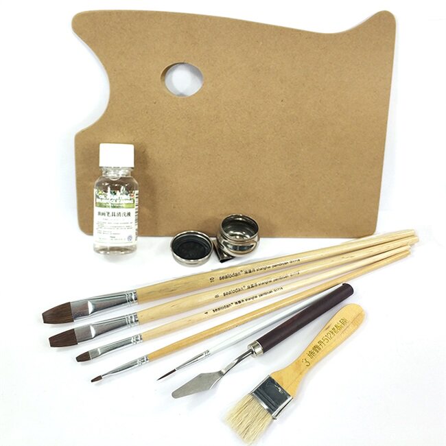 油画绘画工具套装调色板猪鬃画笔笔刷洗笔刮刀油画颜料