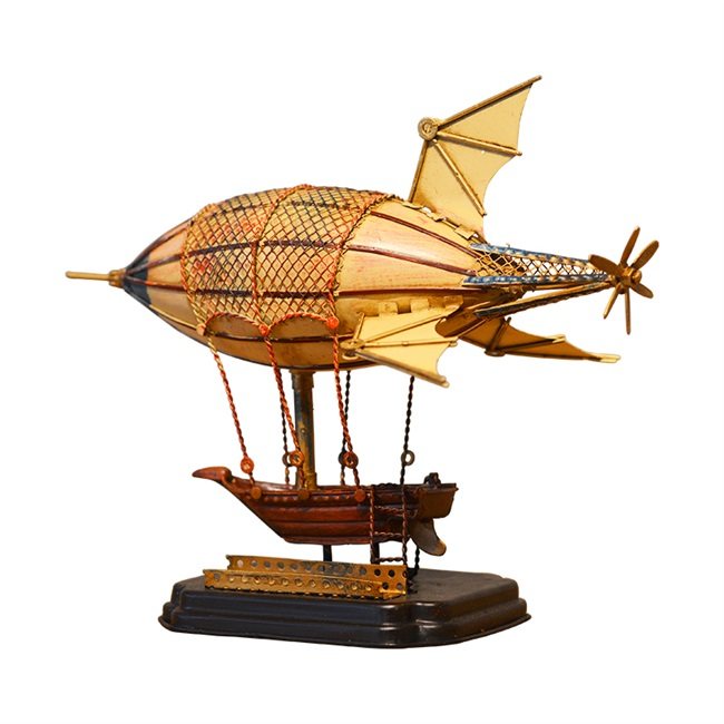 复古铁艺飞艇飞船模型装饰品摆件客厅书房酒吧摆件