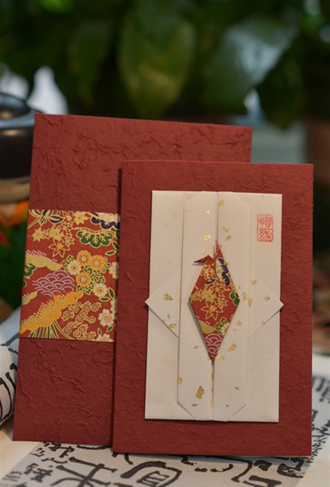 邀请函和风请柬生日贺卡手工手工制制作小卡卡片日式贺卡