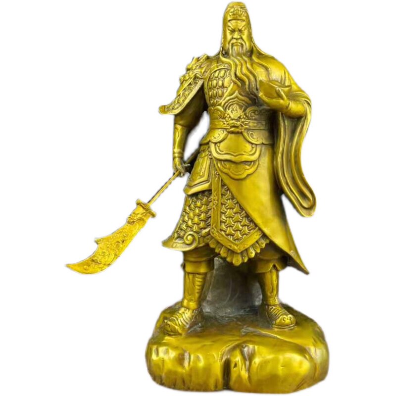 关羽元宝铜像纯铜关公佛像摆件托武神爷像关摆件