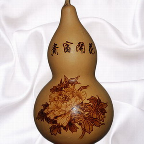 牡丹 花开富贵长寿 工艺礼品收藏摆件家居饰品 手工烙字烙画葫芦