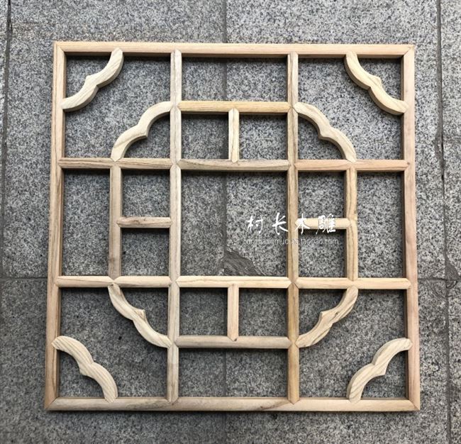 实木吊顶中式东阳木雕背景墙仿古门窗雕花花格花板隔断角花雕刻