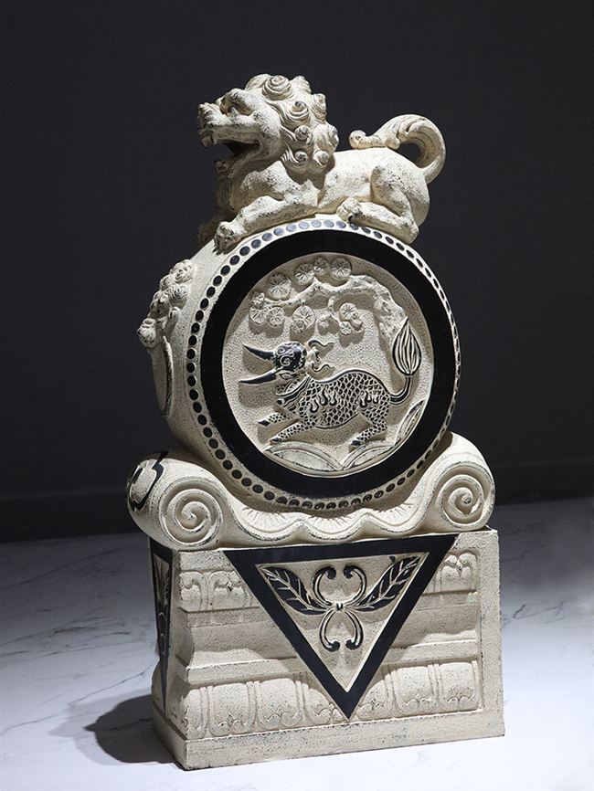 中式仿古仿石雕门墩抱鼓石饭店酒店玄关镇宅仿石狮子头装饰品摆件