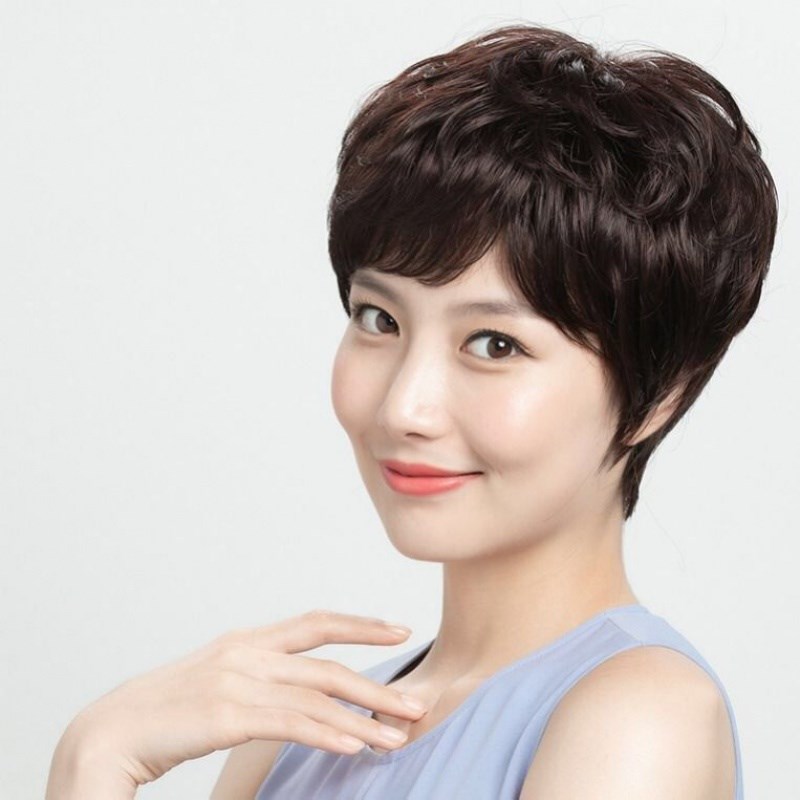 假发短发短卷发中老年女士发套自然逼真妈妈发型整顶假发