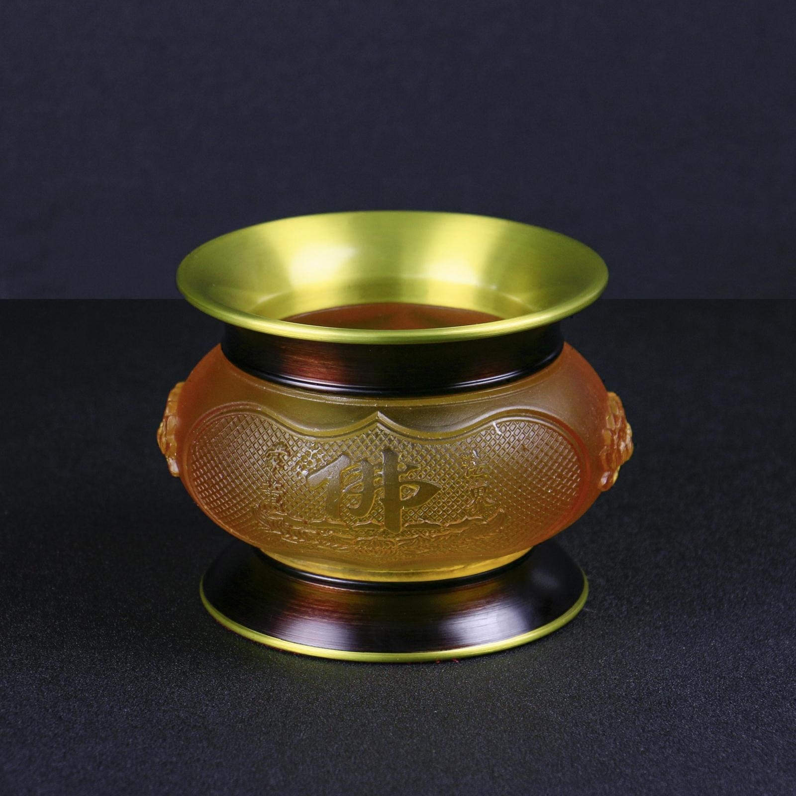 香炉佛教用品琉璃佛字纯铜家用香熏佛堂摆件香薰炉