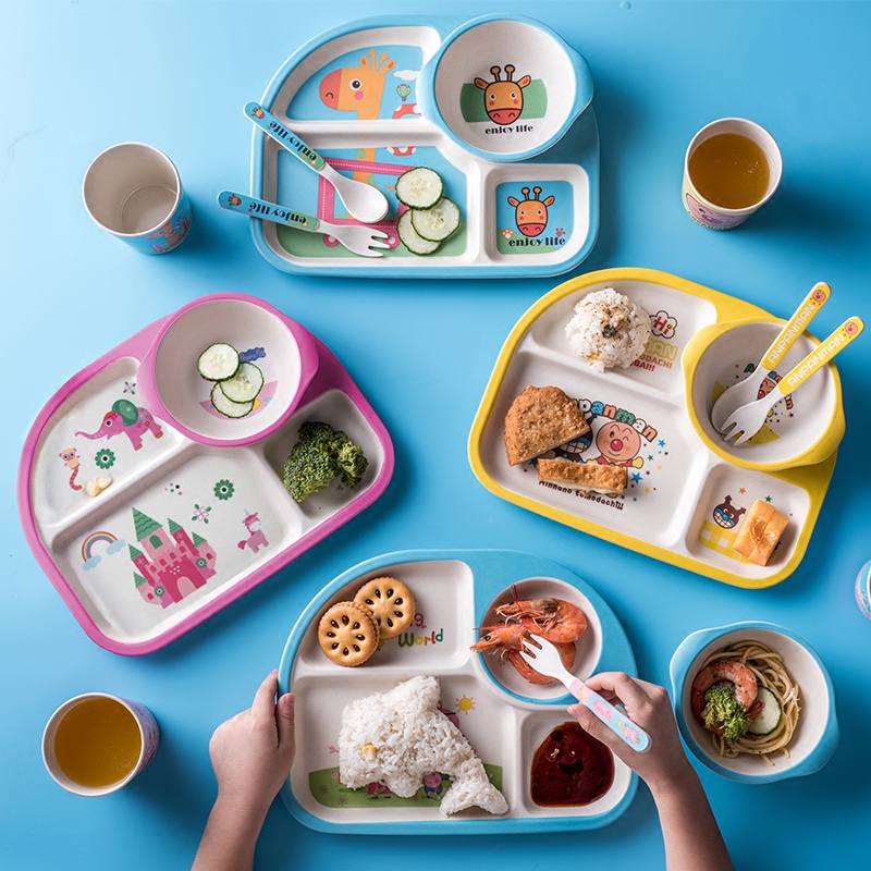 餐具纤维儿童套装幼儿园餐盘饭碗韩国宝宝无毒儿童餐具