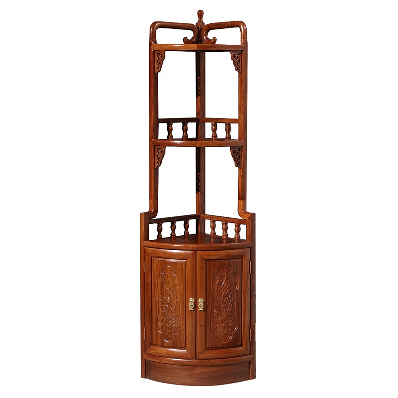 红木角柜中式非洲花梨边角墙角展示柜实木三角角柜