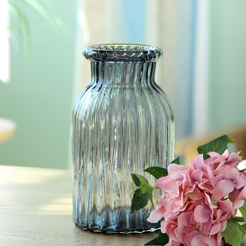 简约彩色透明花瓶水培中号玻璃花插绣球花器花瓶