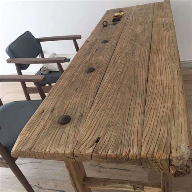 茶台怀旧复古原木桌子木头台板榆木吧台