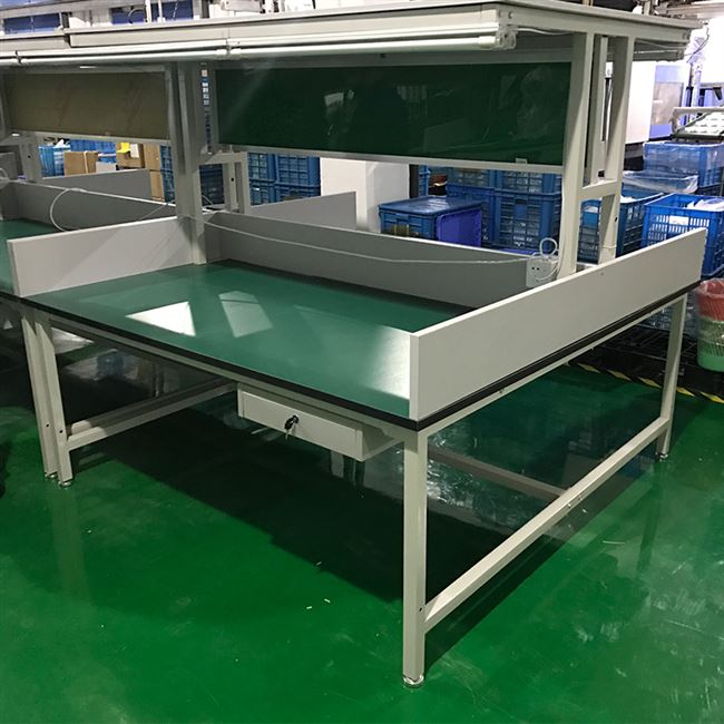 防静电流水线工厂车间操作台维修检验裁剪带锁灯架工作台