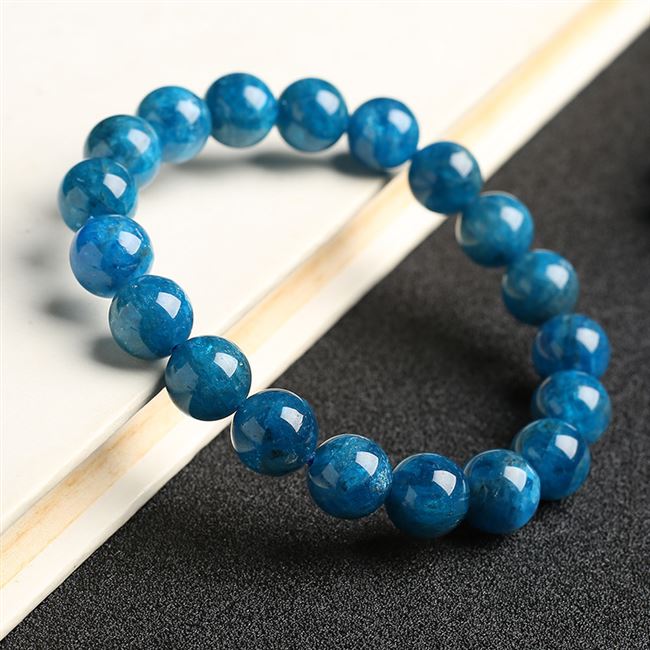 手链蓝色礼物天然磷灰石水晶手链蓝磷灰手串水晶晶色手链