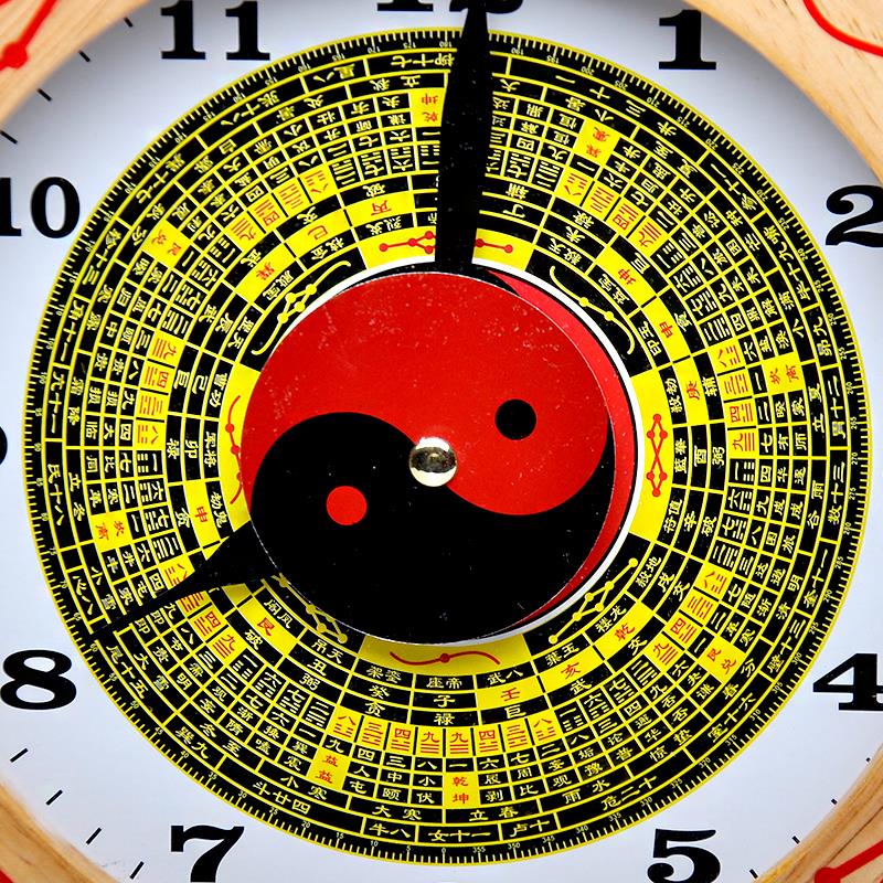 泰山祥云阁桃木八卦钟罗盘罗盘钟客厅客厅挂钟生肖钟挂件摆件