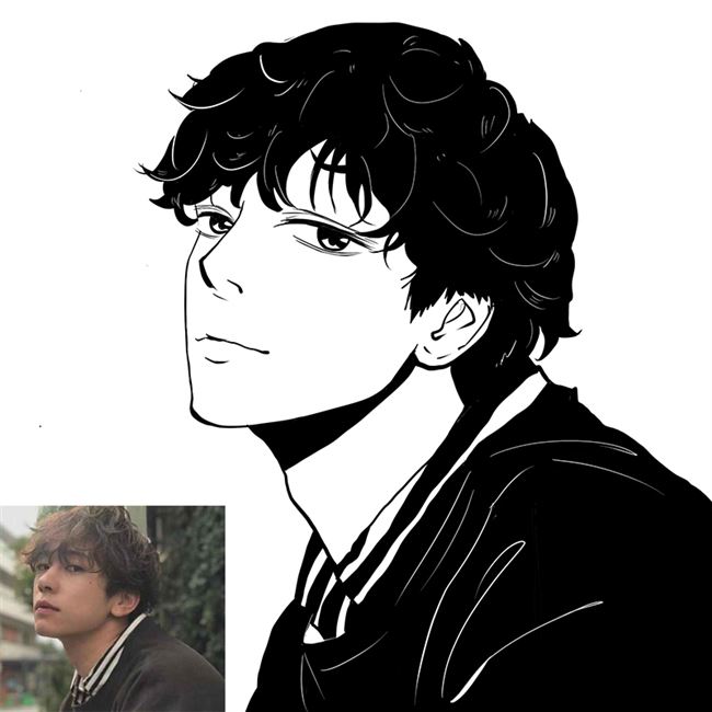 情侣头像真人黑白动漫定制照片转手手绘漫画画风手绘真人漫画