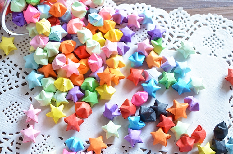 星星纯色幸运幸运星星的纸叠吸管许愿瓶长条折纸幸运星