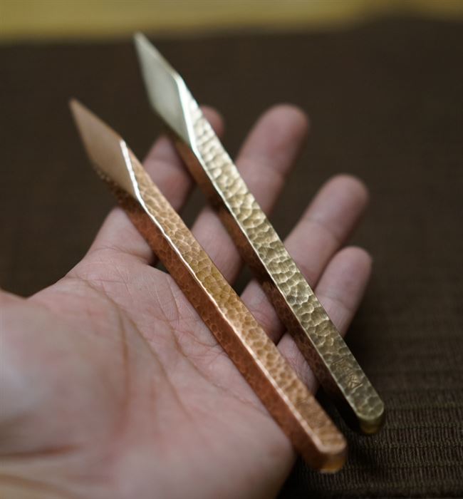 铜契茶刀普洱茶刀茶针茶锥撬茶工具锤纹纯铜手工茶道