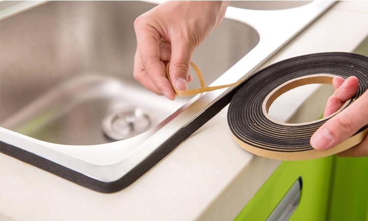 煤气灶密封条黑色eva海绵单双面双面胶条密封油烟机防护手套