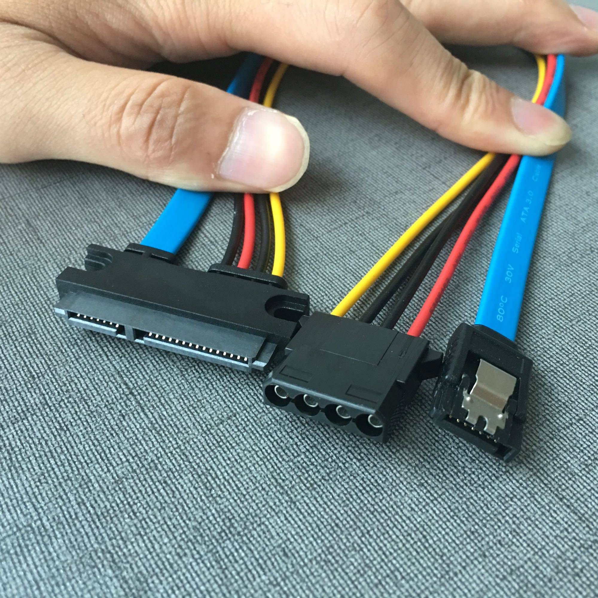 接口sata3.0数据电源线7 15母大4pin供电电板老款连接线