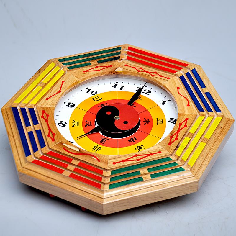 泰山祥云阁桃木八卦钟罗盘罗盘钟客厅客厅挂钟生肖钟挂件摆件