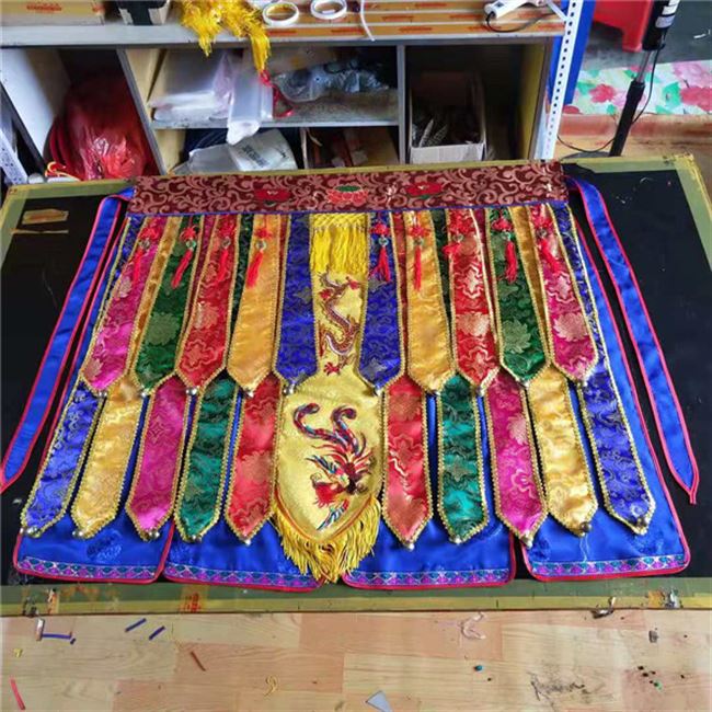 萨满战裙锦缎龙凤小铜铃民族民族舞舞台演出演出服民族服装